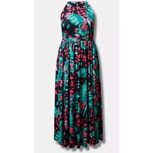 Torrid Maxi Studio Knit Halter Dress Butterfly Print Pockets‎ Size 0 (Large)
